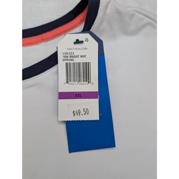 Nautica Mens Long Sleeve Shirt XXL White Stripe Tencel Stretch NWT - Picture 4 of 8